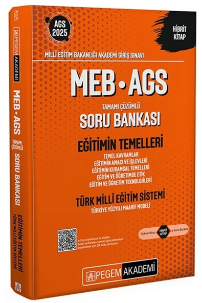 Pegem Akademi Yayıncılık Pegem 2025 MEB-AGS Eğitimin Temelleri ve Türk Milli Eğitim Sistemi Soru Bankası Çözümlü Pegem Akadem ürün görseli