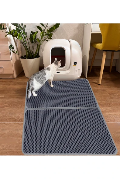 A 1968 AKTUNÇ TEKSTİL 3 XL PREMİUM GRİ KEDİ KUMU PASPASI 90 cm x 120 cm ürün görseli