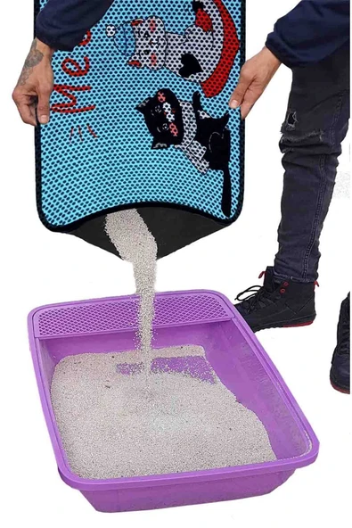 A 1968 AKTUNÇ TEKSTİL XXL BÜYÜK BOY ELEKLİ TUVALET ÖNÜ DESENLİ KEDİ KUMU PASPASI 60X120 CM - Resim 3