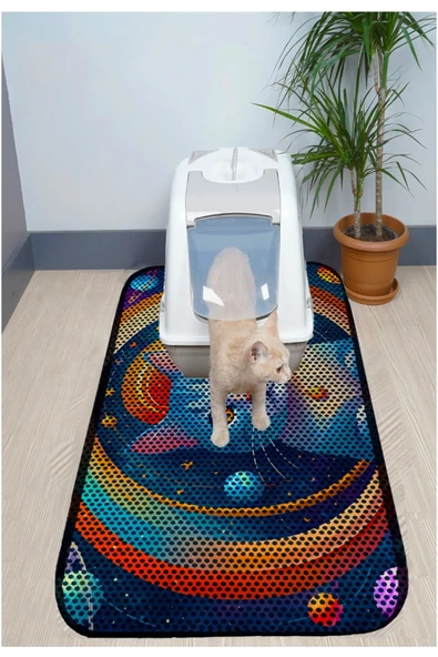 PeraMila BÜYÜK BOY ELEKLİ TUVALET ÖNÜ DESENLİ KEDİ KUMU PASPASI 60 x 120 cm ürün görseli