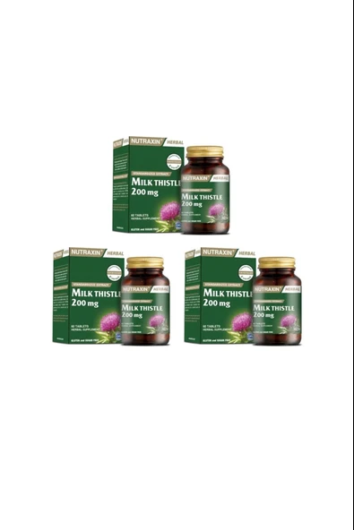 Nutraxin Milk Thistle 200 Mg 60 Tablet 3 Adet ürün görseli
