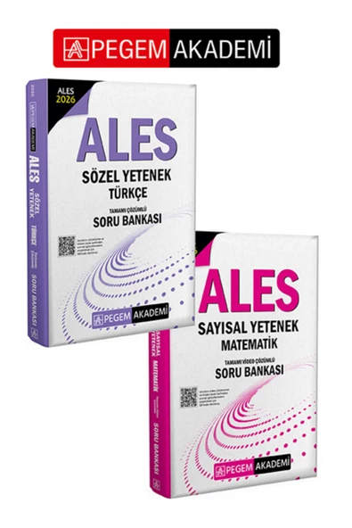 Pegem Akademi Yayıncılık PEGEM AKADEMİ 2026 ALES Sözel Yetenek Türkçe Tamamı Çözümlü Soru Bankası + 2026 ALES Sayısal Yetenek ürün görseli