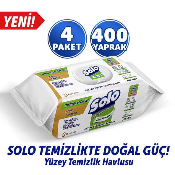 Solo Beyaz Sabun Ferahlığı Yüzey Temizlik Havlusu 4'lü ürün görseli