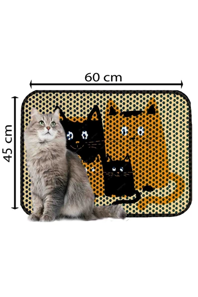 PeraMila Elekli Tuvalet Önü Desenli Kedi Kumu Paspas 45 X 60 Cm - Resim 2