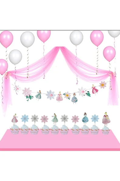 Big Party Meri Meri Prenses Asma Süs 10 Parça 2.8 Metre Ve Meri Meri Prenses Kürdan Set ürün görseli