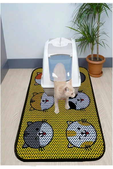 PeraMila BÜYÜK BOY ELEKLİ TUVALET ÖNÜ DESENLİ KEDİ KUMU PASPASI 60 x 120 cm ürün görseli