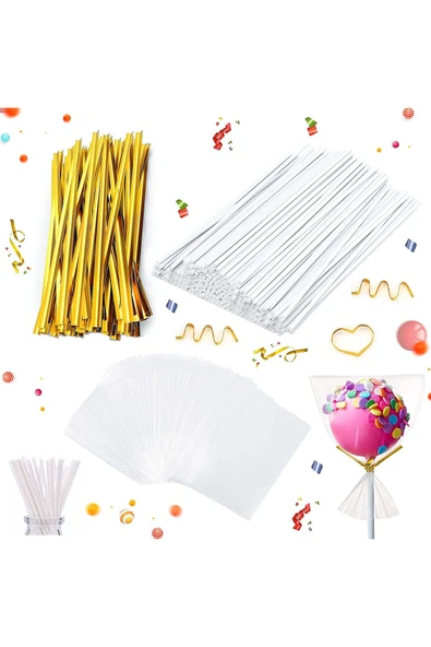 Big Party Kurabiye Jelatini Şeffaf Parlak Poşet, 50'li Gold Tel Klips Hediyeli ürün görseli