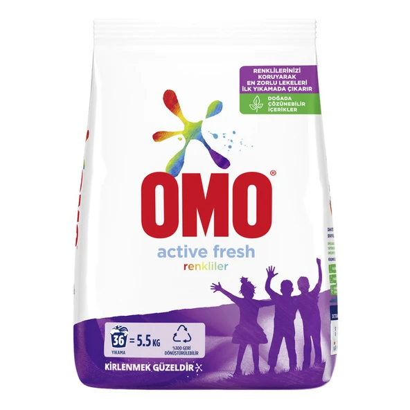 Omo Toz Çamaşır Deterjanı Active Fresh Renkiler 5.5 Kg ürün görseli 1