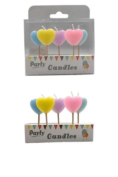 Big Party Mum Kalp Makaron Renkli 5 Parça - Resim 2