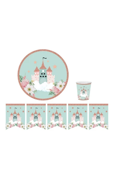 Big Party Prenses Şatolu Flamalı Set 16 Kişilik - Resim 2