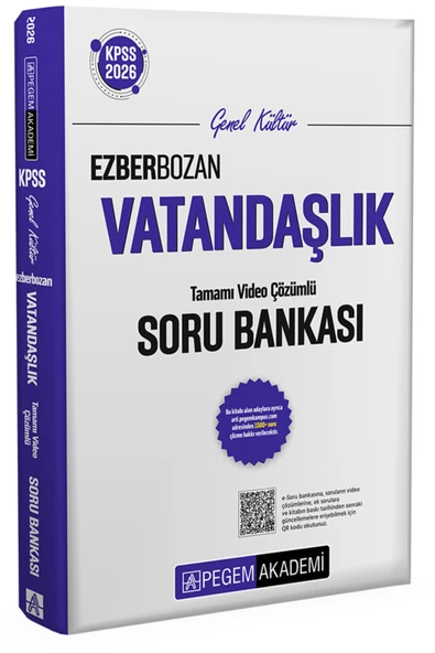 Pegem Akademi Yayıncılık 2026 KPSS Genel Yetenek Genel Kültür Ezberbozan Vatandaşlık Tamamı Video Çözümlü Soru Bankası ürün görseli