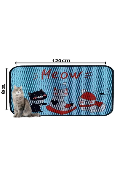 A 1968 AKTUNÇ TEKSTİL XXL BÜYÜK BOY ELEKLİ TUVALET ÖNÜ DESENLİ KEDİ KUMU PASPASI 60X120 CM - Resim 2