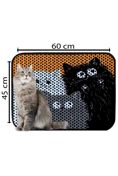 PeraMila Elekli Tuvalet Önü Desenli Kedi Kumu Paspas 45 X 60 Cm - Resim 2