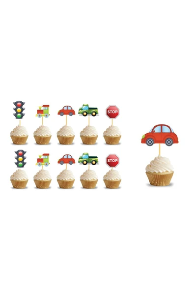 Big Party Taşıtlar Temalı Parti Banner ve Taşıtlar  Kürdan Set - Resim 2