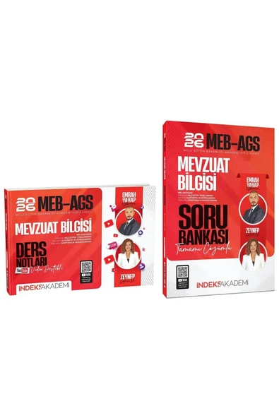 İndeks Akademi 2026 MEB-AGS Akademisi Mevzuat Bilgisi Ders Notları + Soru Bankası 2 li Set - Zeynep ürün görseli