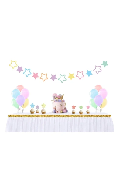 Big Party Makaron Renk Iyi Ki Doğdun Ve 12 Parça Makaron Renkli Yıldızlı Set - Resim 3