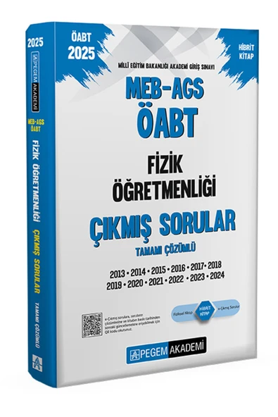 Pegem Akademi Yayıncılık 2025 Meb Ags Öabt Fizik Öğretmenliği Tamamı Çözümlü Çıkmış Sorular ürün görseli