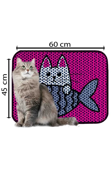 PeraMila Elekli Tuvalet Önü Desenli Kedi Kumu Paspas 45 X 60 Cm - Resim 2
