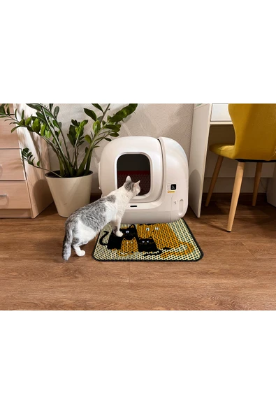 PeraMila Elekli Tuvalet Önü Desenli Kedi Kumu Paspas 45 X 60 Cm ürün görseli