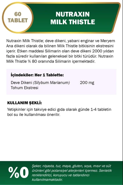 Nutraxin Milk Thistle 200 Mg 60 Tablet 2 Adet - Resim 2