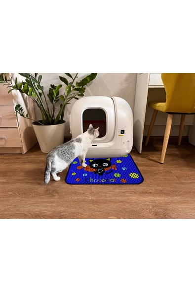 PeraMila Elekli Tuvalet Önü Desenli Kedi Kumu Paspas 45 X 60 Cm ürün görseli