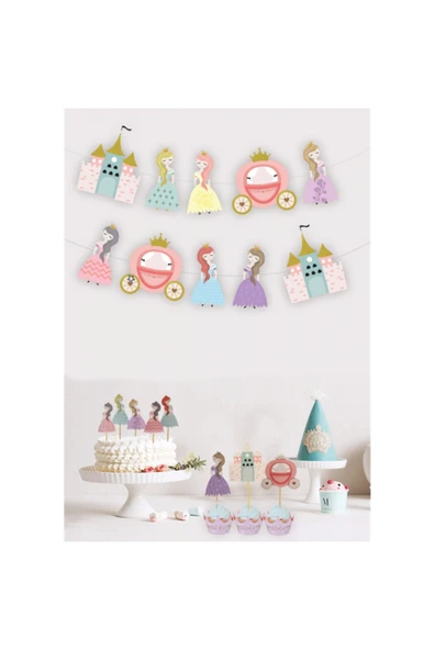 Big Party Meri Meri Prenses Asma Süs 10 Parça 2.8 Metre Ve Meri Meri Prenses Kürdan Set - Resim 2