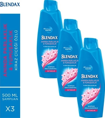 Blendax Anında Parlaklık Ve Yumuşaklık Kiraz Çiçeği Özlü Şampuan 3 x 500 ML ürün görseli 1