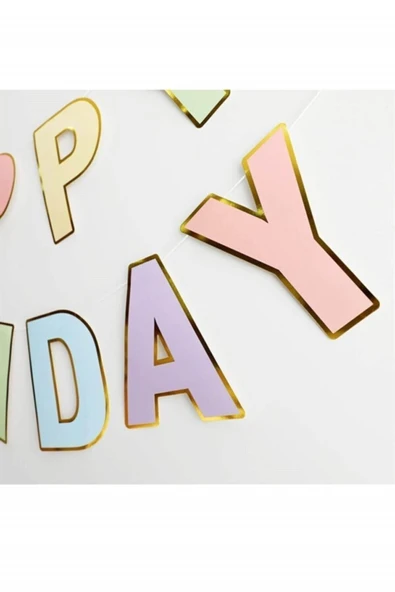 Big Party Happy Birthday Varak Baskılı Makaron Banner - Resim 3