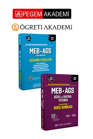 Pegem Akademi Yayıncılık PEGEM AKADEMİ 2025 MEB-AGS Soru Bankası Tamamı Çözümlü Sözel-Sayısal Yetenek + 2025 MEB-AGS Eğitimin ürün görseli