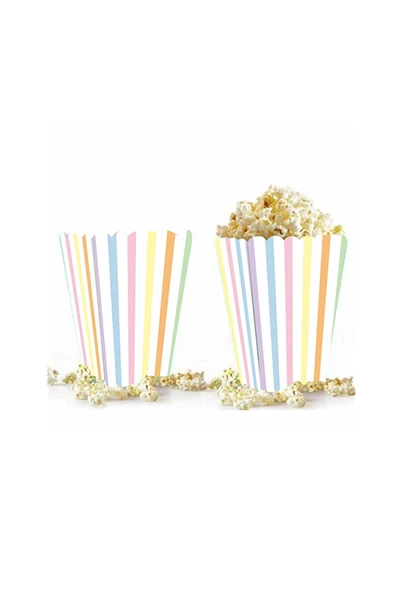 Big Party Çizgili Makaron Renk Mısır Kutusu 8'li ürün görseli