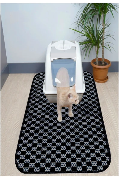PeraMila XXL Büyük Boy Kedi Tuvaleti Önü Paspası Elekli / Wc Önü Desenli Kedi Kumu Paspas Yıkanabilir ürün görseli