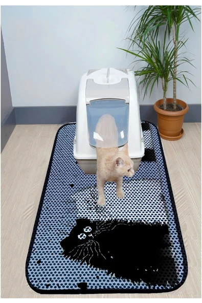 PeraMila BÜYÜK BOY ELEKLİ TUVALET ÖNÜ DESENLİ KEDİ KUMU PASPASI 60 x 120 cm ürün görseli