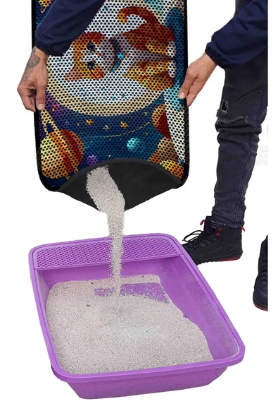 PeraMila BÜYÜK BOY ELEKLİ TUVALET ÖNÜ DESENLİ KEDİ KUMU PASPASI 60 x 120 cm - Resim 3