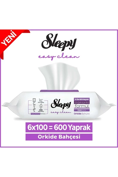 Sleepy Easy Clean Orkide Bahçesi Yüzey Temizlik Havlusu&mendili 6x100 (600 YAPRAK) ürün görseli 1