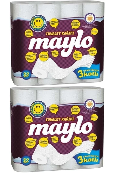 Maylo 3 Katlı Tuvalet Kağıdı 2 x 32'li ürün görseli