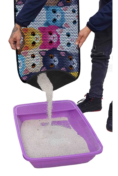 PeraMila BÜYÜK BOY ELEKLİ TUVALET ÖNÜ DESENLİ KEDİ KUMU PASPASI 60 x 120 cm - Resim 3