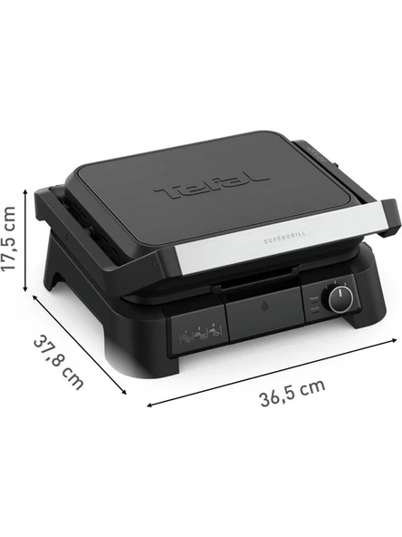 Tefal GC510DE0 SuperGrill 3in1 6 Dilim Kapasiteli 2000 Watt Barbekü Izgara ve Tost Makinesi - Inox ürün görseli 1