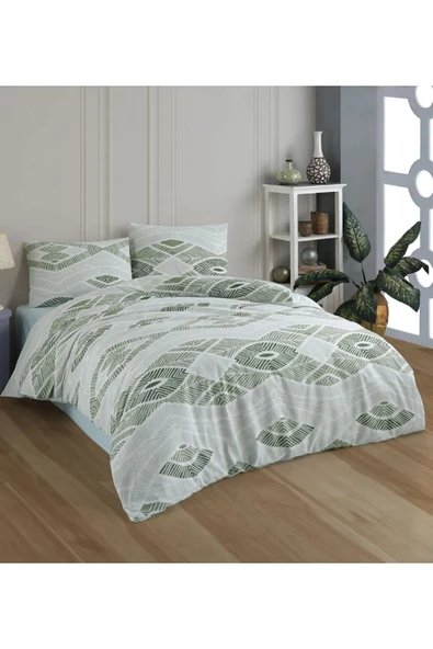 YÜNTEKS Kristal Ranforce Kutulu Nevresim Takımı Tek Kişilik Hitit Yeşil ürün görseli 1