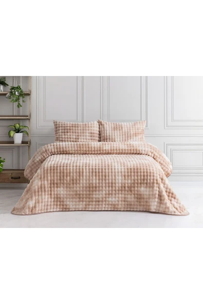 Merinos Reflections 3 Parça Battaniye Seti - Krem - Resim 2