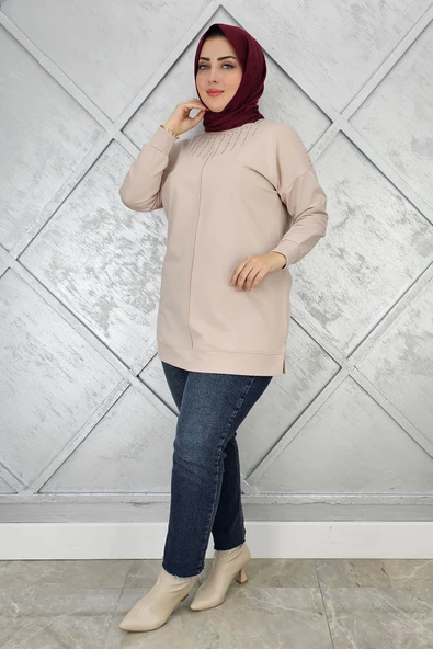 KADIN TAŞ DETAYLI TESETTÜR TUNİK ürün görseli