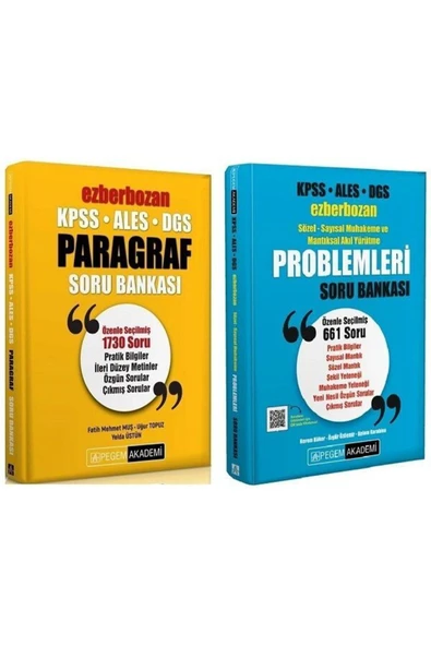 Pegem Akademi Yayıncılık Pegem KPSS ALES DGS Paragraf+Problemler Ezberbozan Soru 2 li Set Pegem Akademi Yayınları ürün görseli