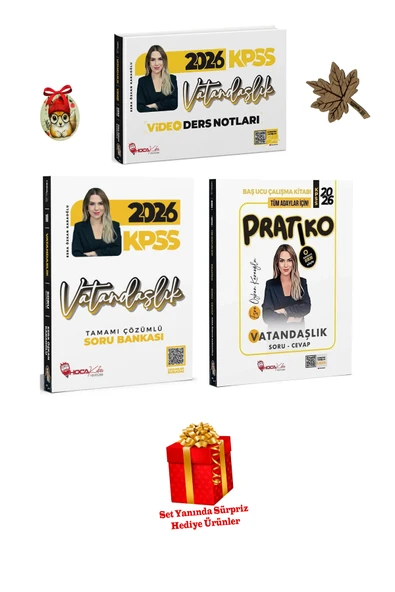 Hoca Kafası Yayınları 2026 KPSS Vatandaşlık Soru Bankası Tamamı Çözümlü-Vatandaşlık Video Ders Notları 2 li Set ürün görseli