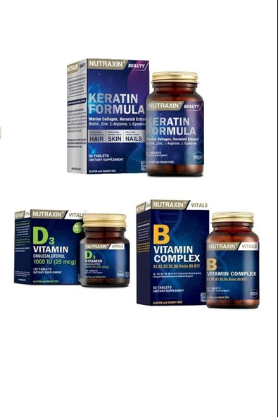 Nutraxin B Vitamin Complex + Keratin + D3 Vitamin ürün görseli