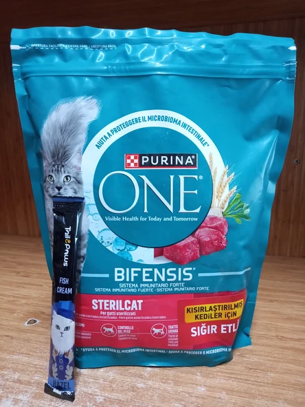 Purina One Sığır Etli Kısırlaştırılmış Kedi Maması 800gr 2ADET+3 ADET ŞEKERSİZ KEDİ ÖDÜLÜ ürün görseli 1