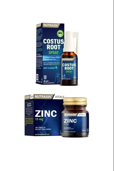 Nutraxin Costus Root 30 Ml + Çinko ( Zinc ) Takviyesi 15 Mg 100 Tablet ürün görseli
