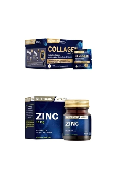 Nutraxin Collagen 30 Saşe 10000 Mg + Çinko ( Zinc ) Takviyesi 15 Mg 100 Tablet ürün görseli