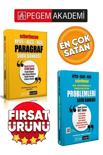 Pegem Akademi Yayıncılık Pegem Ezberbozan Kpss Ales Dgs Paragraf Soru Bankası&sözel-sayısal Problemleri Soru Bankası ürün görseli