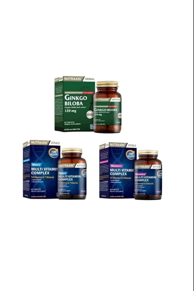 Nutraxin Ginkgo Biloba 60 Kapsül +Nutraxin Multivitamin Mineral Complex Erkek Nutraxin Womens ürün görseli