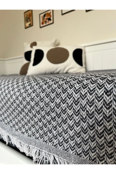 Pabjewelry Fushia Pamuk Koltuk Örtüsü Yatak Örtüsü Çok Amaçlı Örtü 170x210 - Resim 10