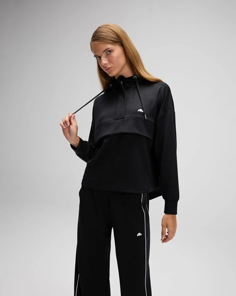 Ellesse EF551 Kadın Kapüşonlu Siyah Sweat - Resim 6